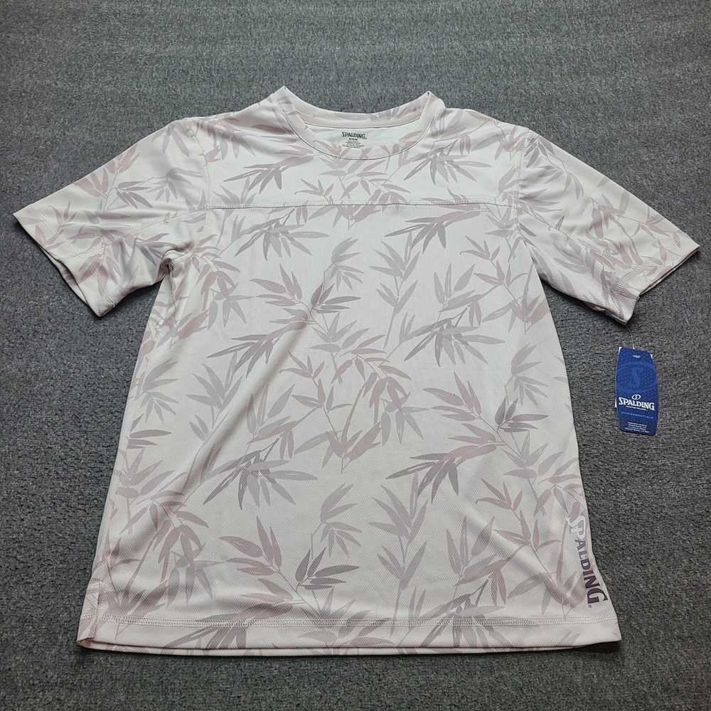 Spalding Performance Shirt Mens Medium‎ Tan Bamboo Print NEW Gym Essentials